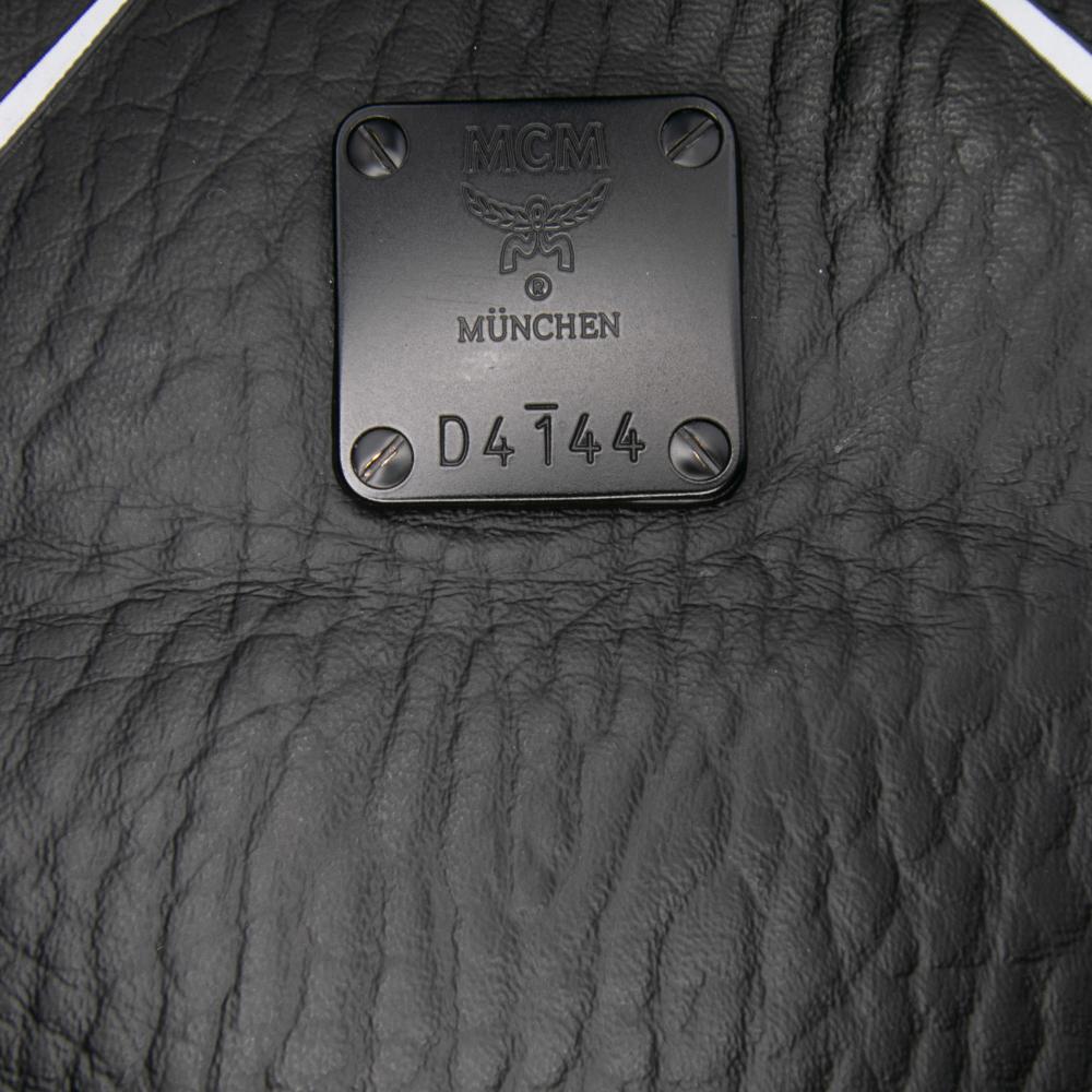 MCM B MCM Black Coated Canvas Fabric Medium Visetos Leather Stark MCmotor Backpack Korea, South