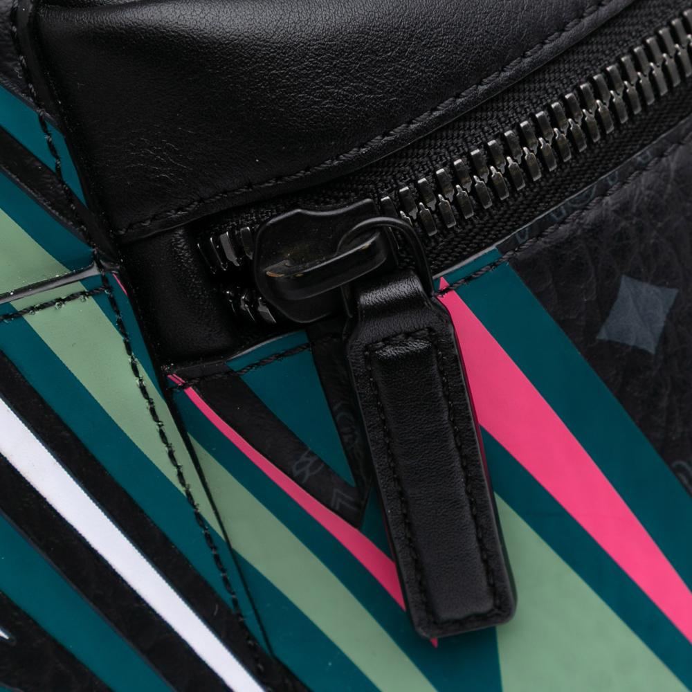 MCM B MCM Black Coated Canvas Fabric Medium Visetos Leather Stark MCmotor Backpack Korea, South