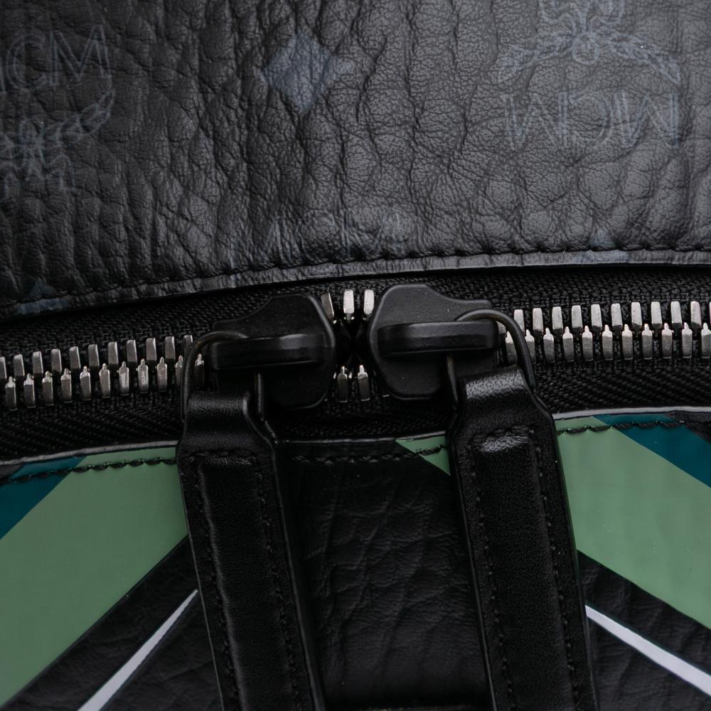 MCM B MCM Black Coated Canvas Fabric Medium Visetos Leather Stark MCmotor Backpack Korea, South