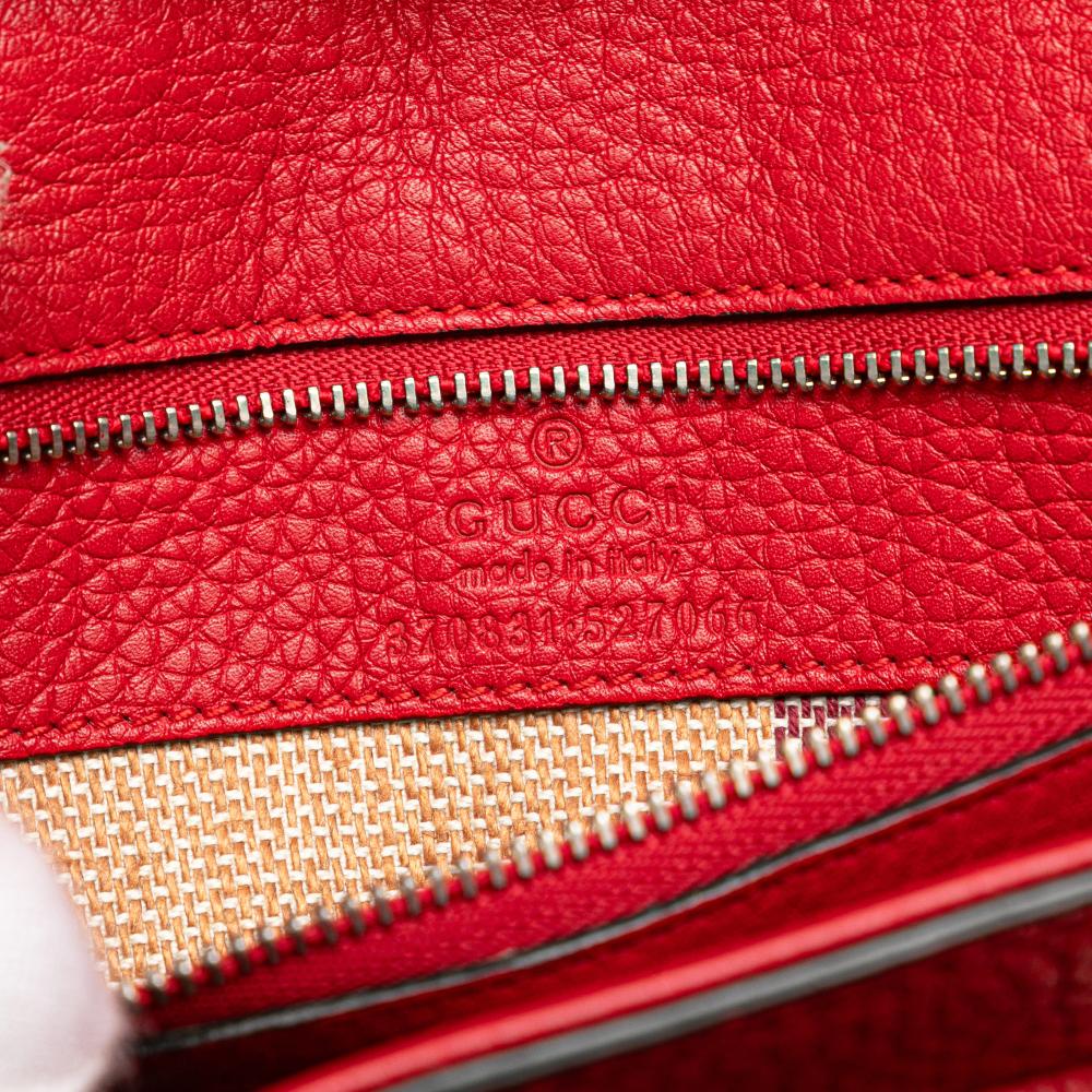 Gucci B Gucci Red Calf Leather Small Bamboo Daily Satchel Italy