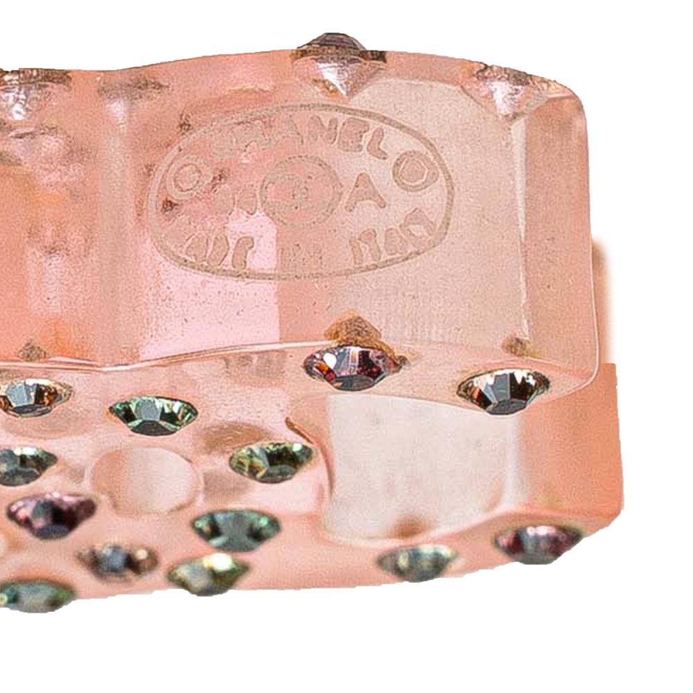 Chanel B Chanel Pink Resin Plastic Crystal CC Push Back Earrings Italy