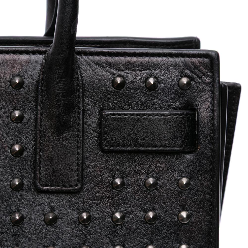 Saint Laurent B Saint Laurent Black Calf Leather Nano Studded Sac de Jour Satchel Italy