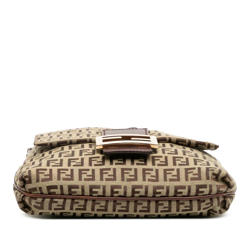 Fendi B Fendi Brown Beige Canvas Fabric Zucchino Crossbody Italy