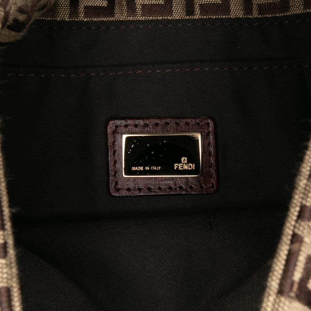 Fendi B Fendi Brown Beige Canvas Fabric Zucchino Crossbody Italy