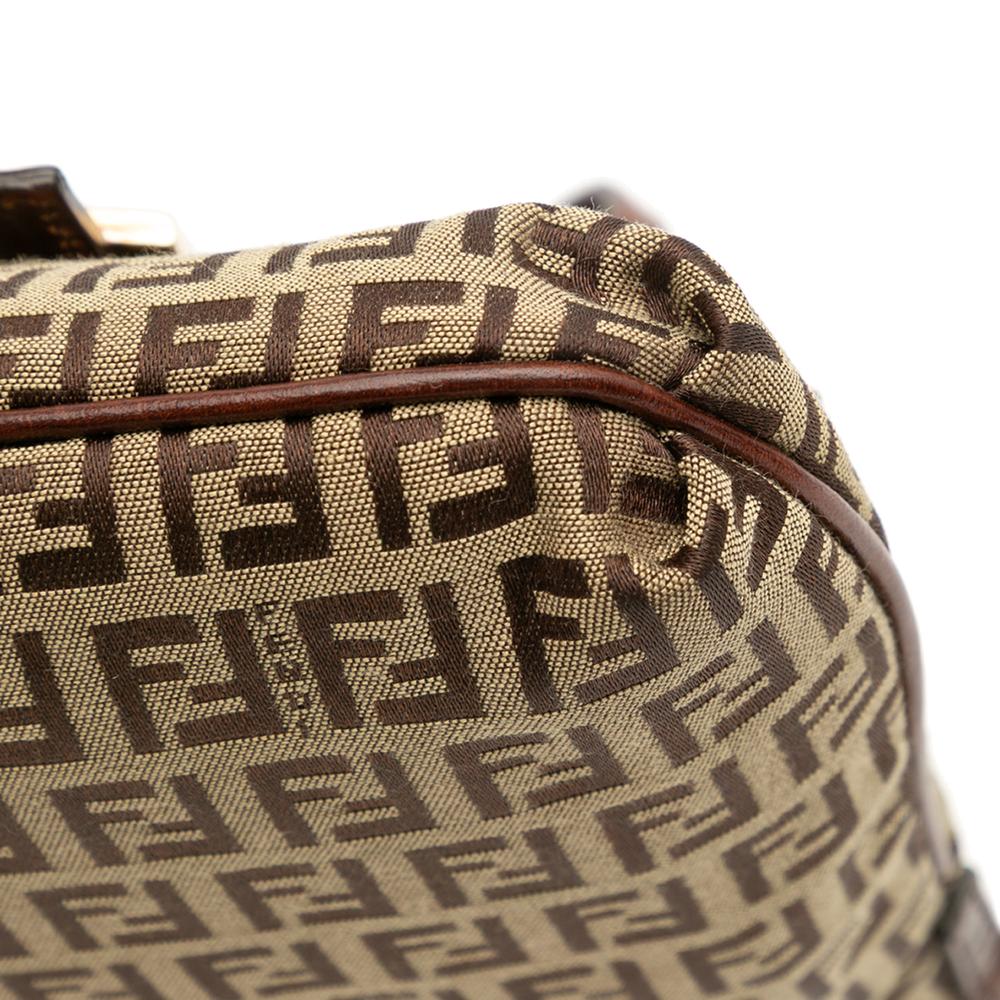 Fendi B Fendi Brown Beige Canvas Fabric Zucchino Crossbody Italy