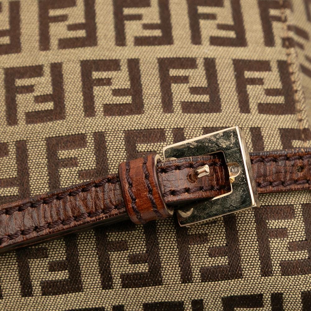 Fendi B Fendi Brown Beige Canvas Fabric Zucchino Crossbody Italy