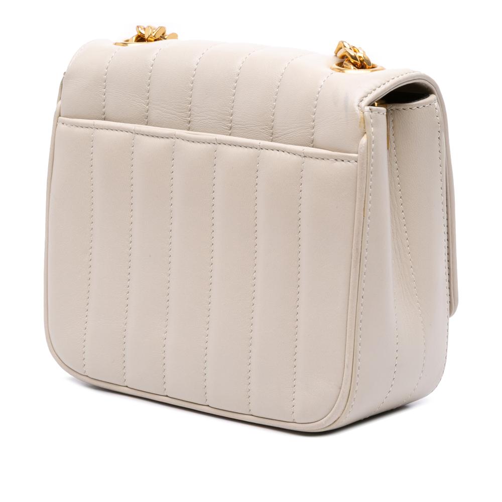 Saint Laurent B Saint Laurent White Pearl Lambskin Leather Leather Small Lambskin Monogram Vicky Chain Bag Italy