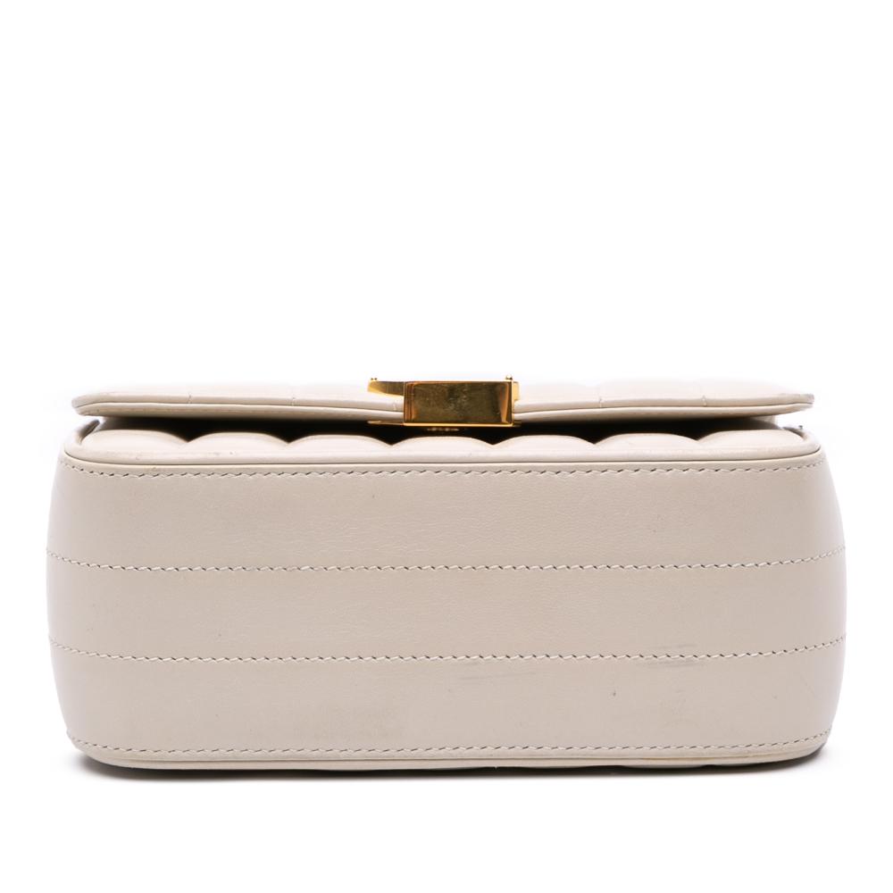 Saint Laurent B Saint Laurent White Pearl Lambskin Leather Leather Small Lambskin Monogram Vicky Chain Bag Italy