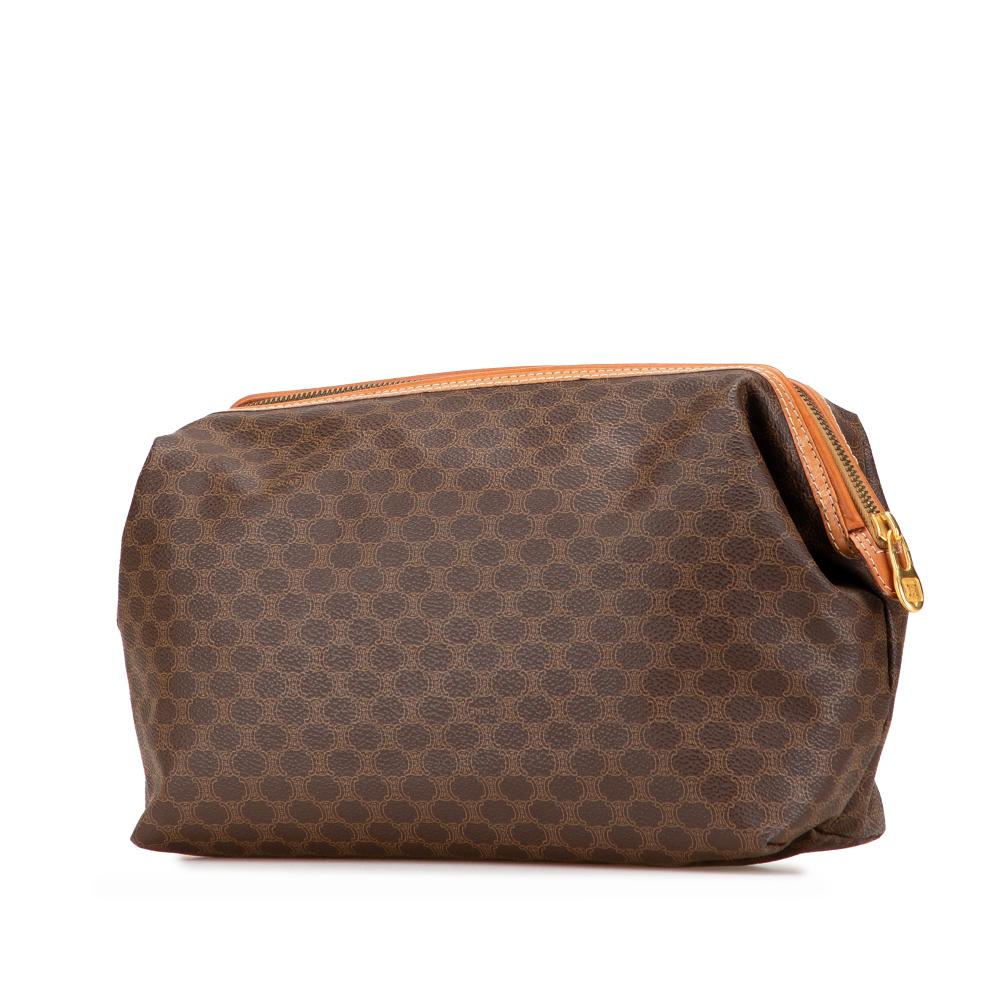 Celine B Celine Brown Coated Canvas Fabric Macadam Clutch Italy
