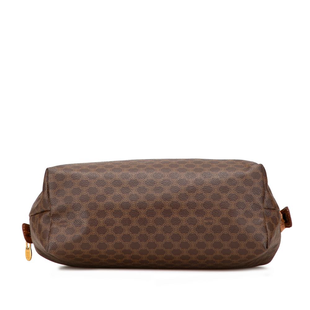 Celine B Celine Brown Coated Canvas Fabric Macadam Clutch Italy
