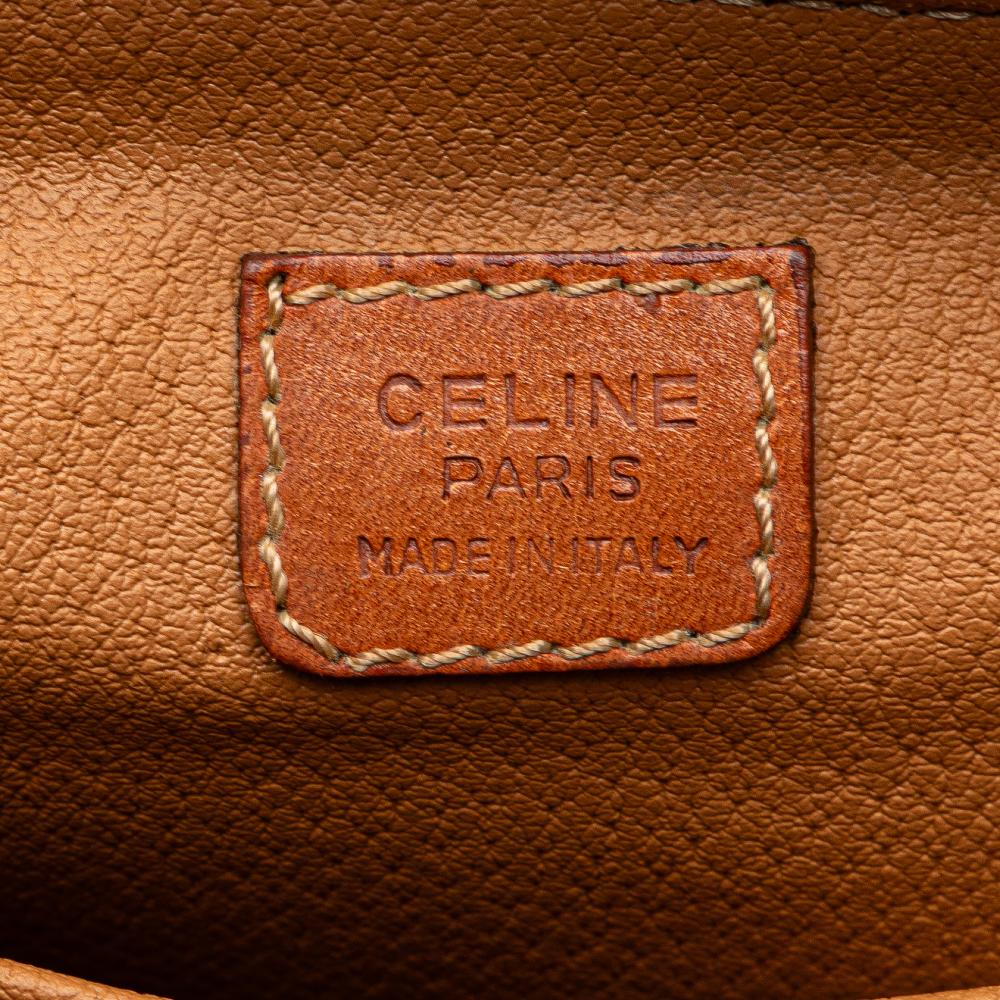 Celine B Celine Brown Coated Canvas Fabric Macadam Clutch Italy