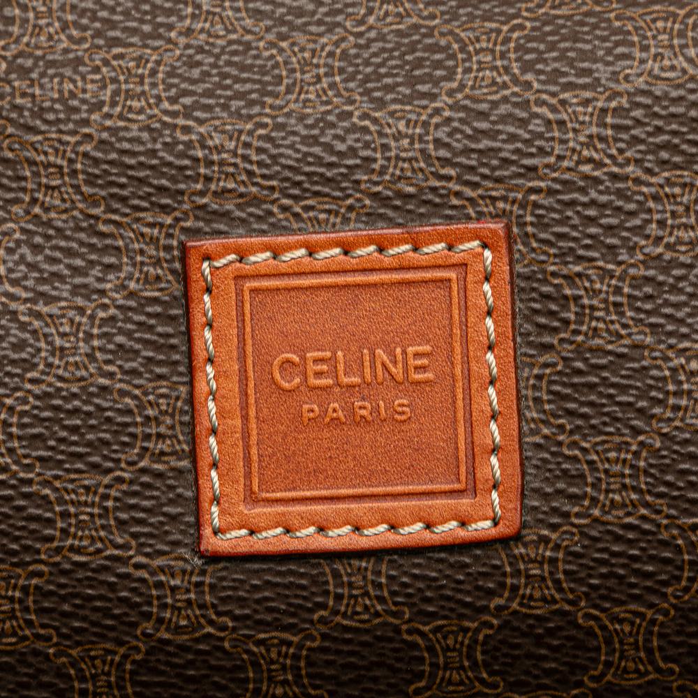 Celine B Celine Brown Coated Canvas Fabric Macadam Clutch Italy