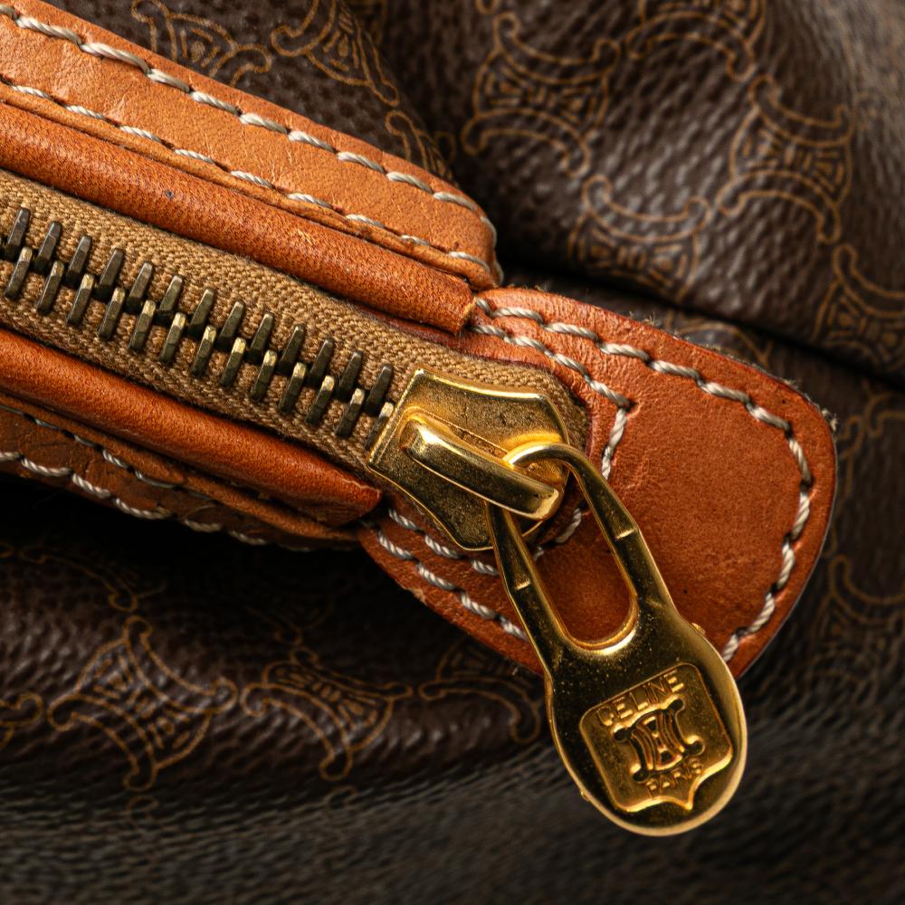 Celine B Celine Brown Coated Canvas Fabric Macadam Clutch Italy