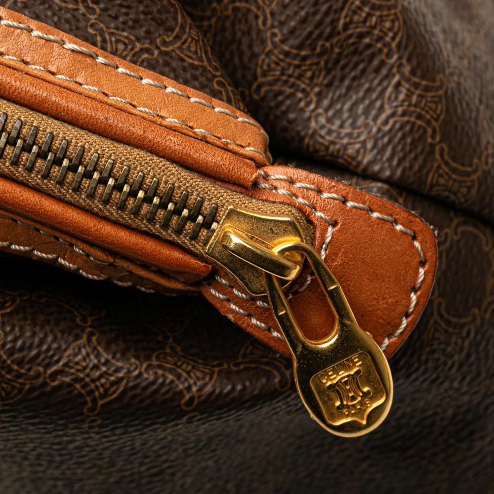 Celine B Celine Brown Coated Canvas Fabric Macadam Clutch Italy