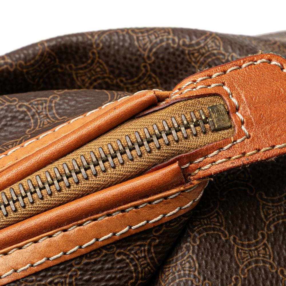 Celine B Celine Brown Coated Canvas Fabric Macadam Clutch Italy