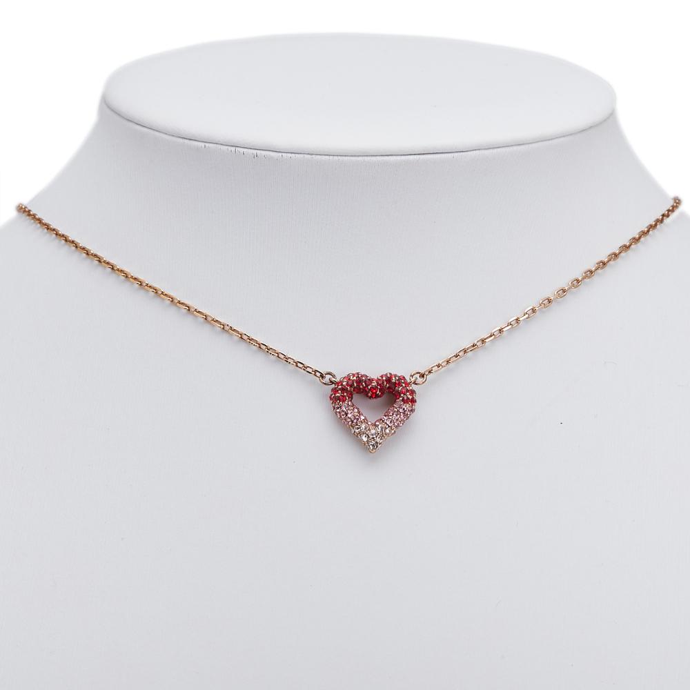 Louis Vuitton B Louis Vuitton Gold Gold Plated Metal Crystal Heart Necklace Italy