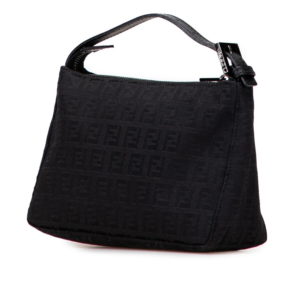 Fendi B Fendi Black Canvas Fabric Zucchino Handbag Italy
