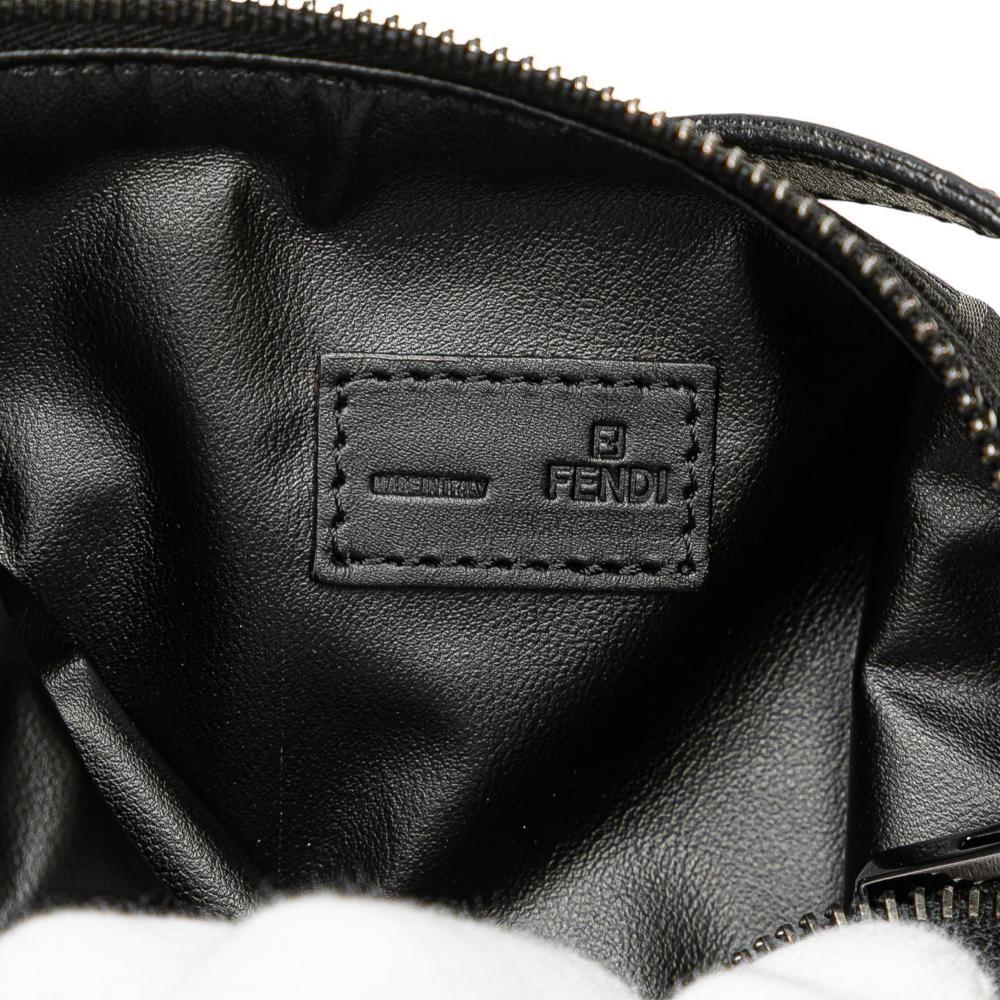 Fendi B Fendi Black Canvas Fabric Zucchino Handbag Italy