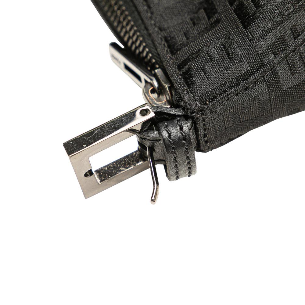 Fendi B Fendi Black Canvas Fabric Zucchino Handbag Italy