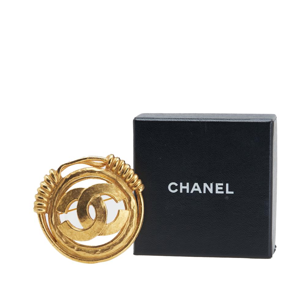 Chanel AB Chanel Gold Gold Plated Metal CC Brooch France