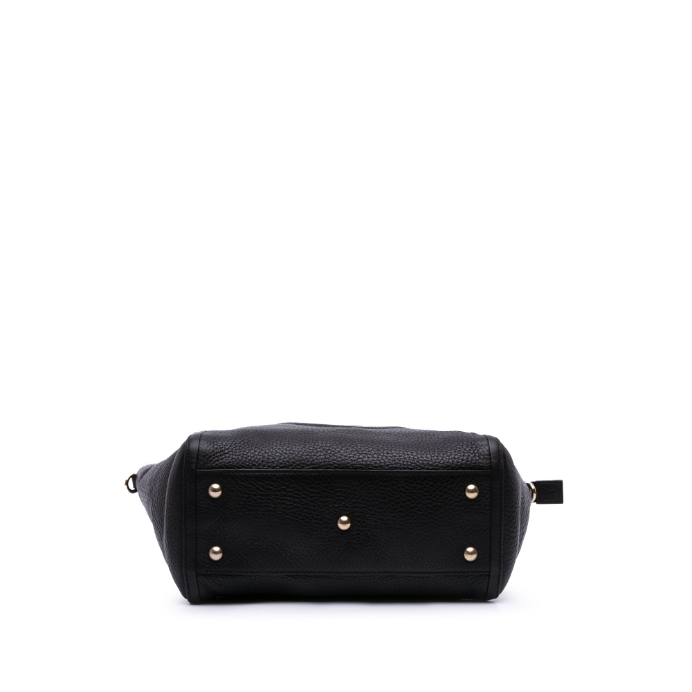 Gucci Soho Leather Zipper Closure Tote Shoulder Bag Black