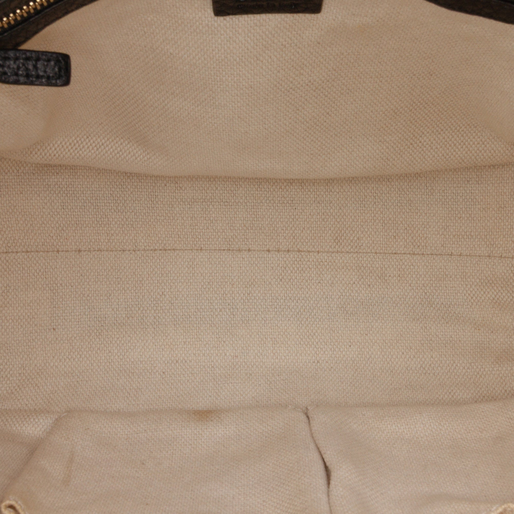 Gucci Soho Leather Zipper Closure Tote Shoulder Bag Black