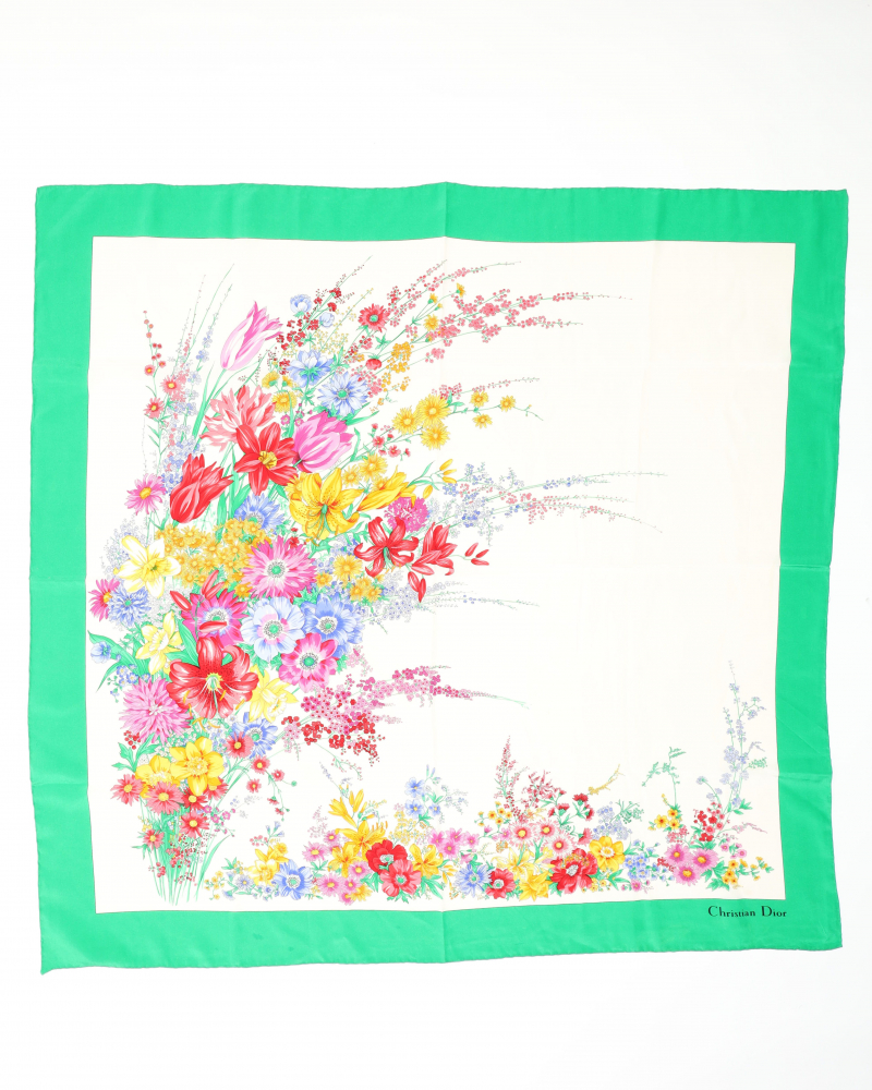Christian Dior 90 Floral Silk Scarf