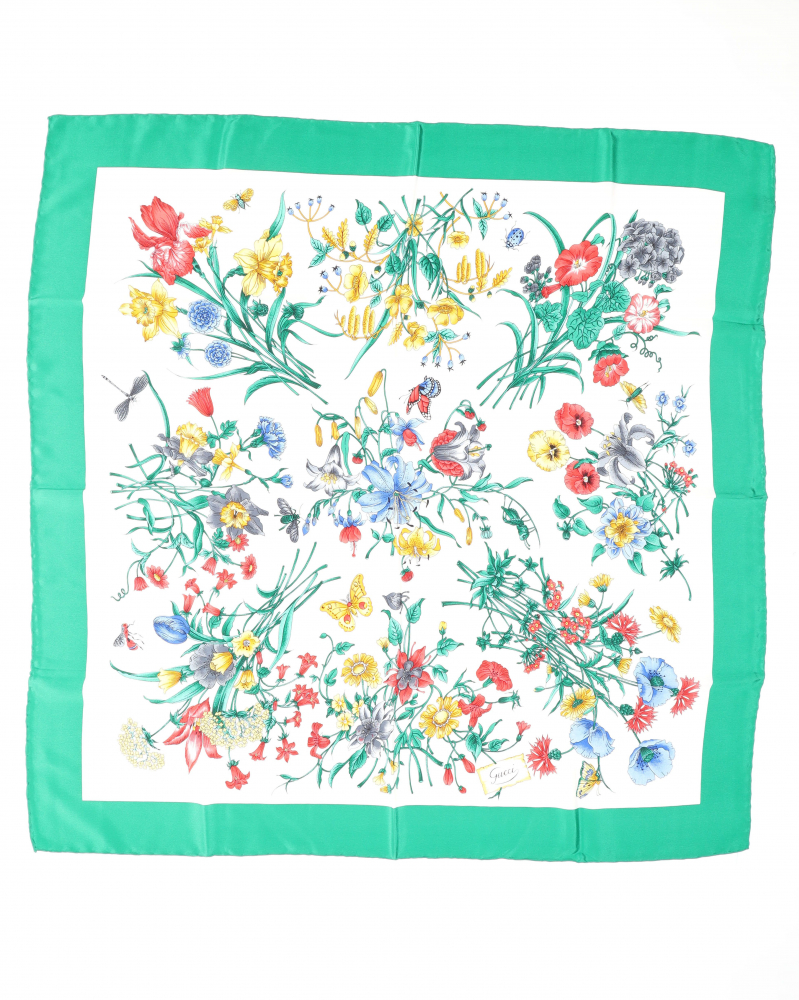 Gucci 90 Floral Silk Scarf