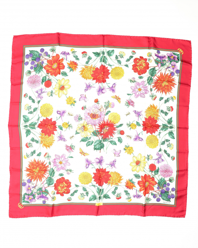 Gucci 90 Floral Silk Scarf
