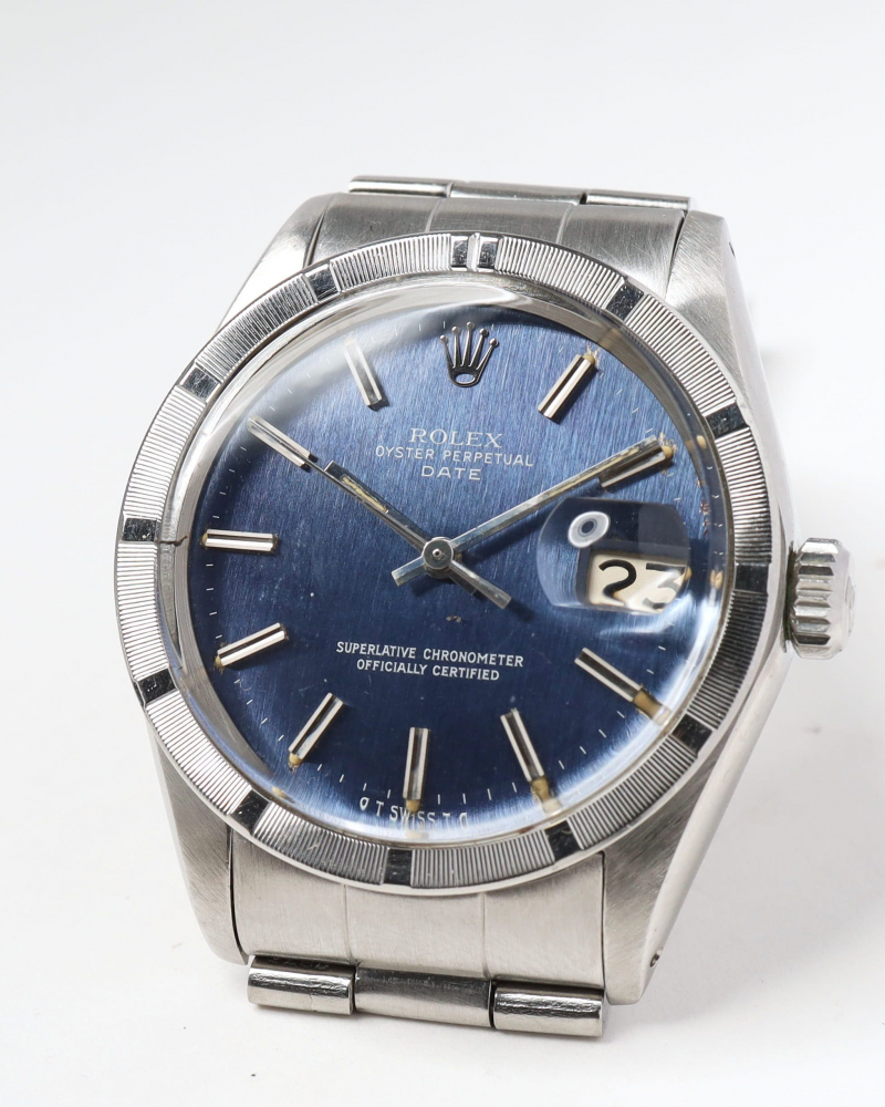 Rolex Oyster Perpetual Date 34mm Ref 1501 Rare Blue Sigma Dial Watch