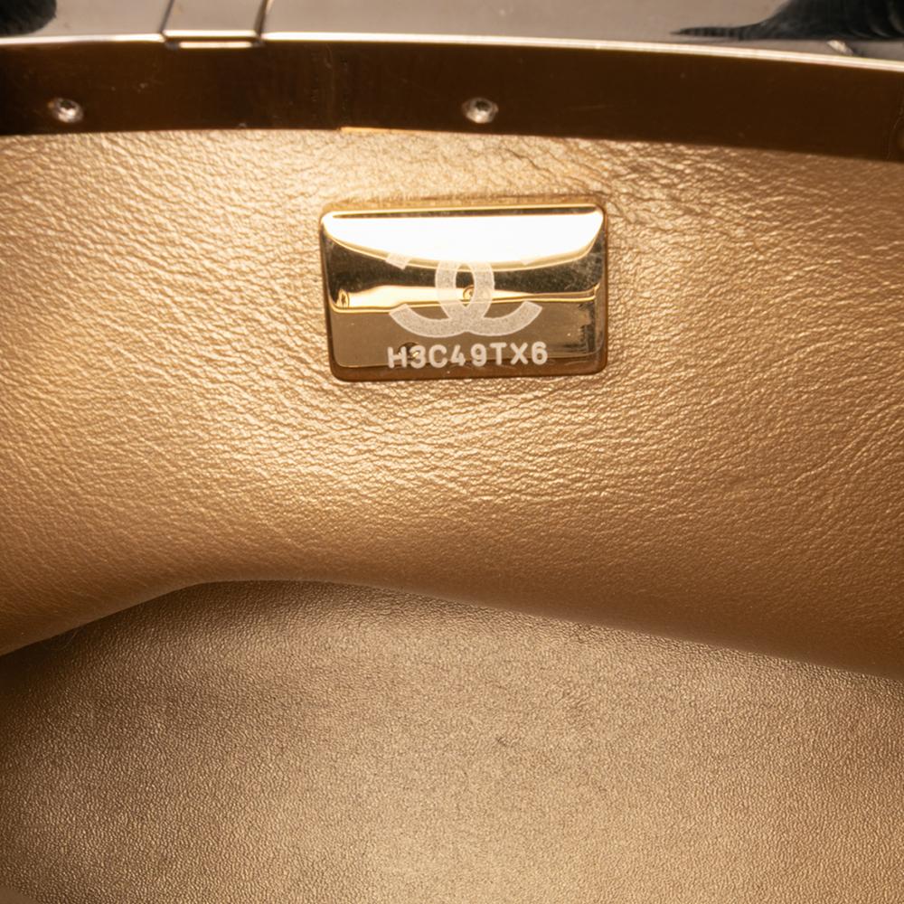 Chanel B Chanel Black Patent Leather Leather Quilted Patent Logo Chain Vanity Case Italy