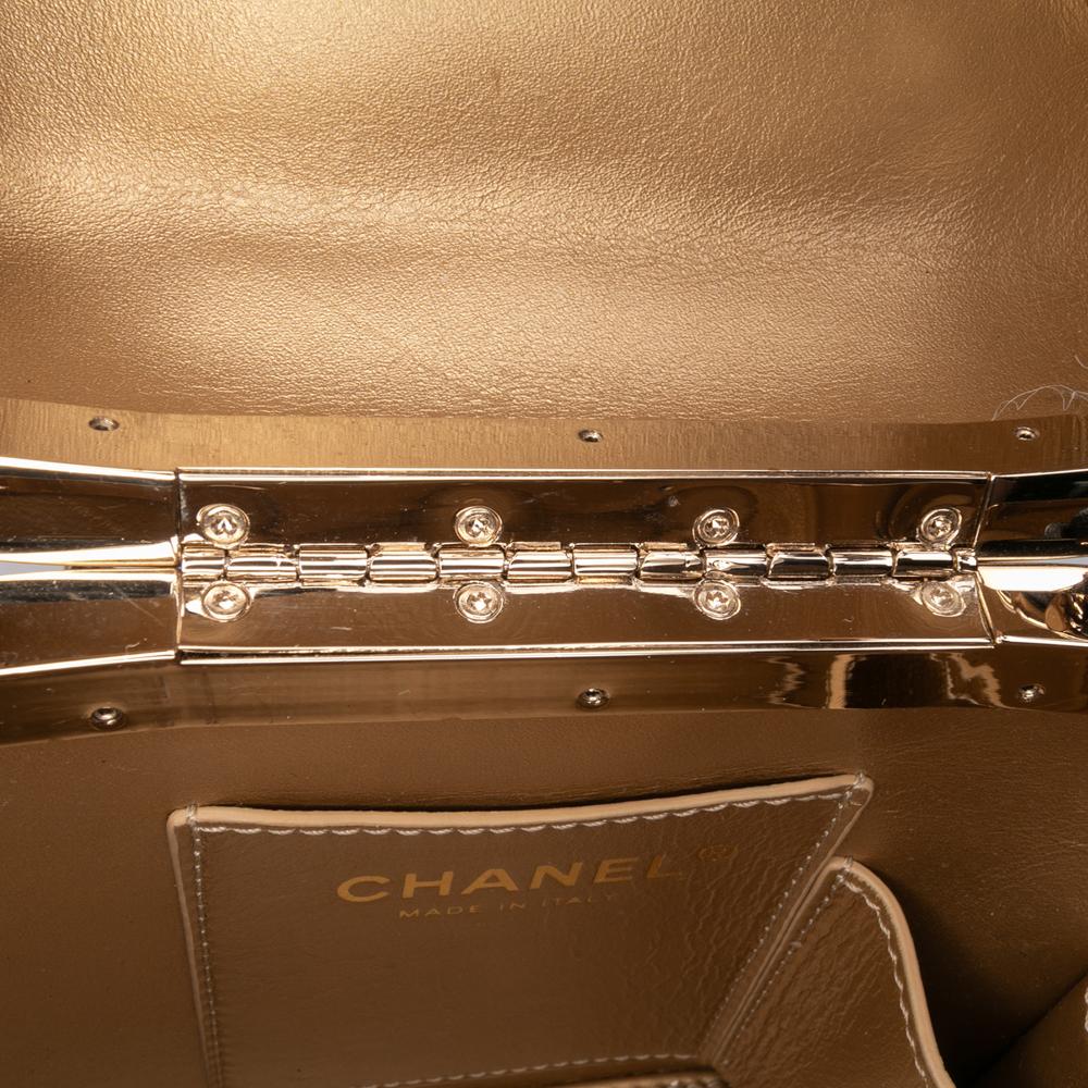 Chanel B Chanel Black Patent Leather Leather Quilted Patent Logo Chain Vanity Case Italy