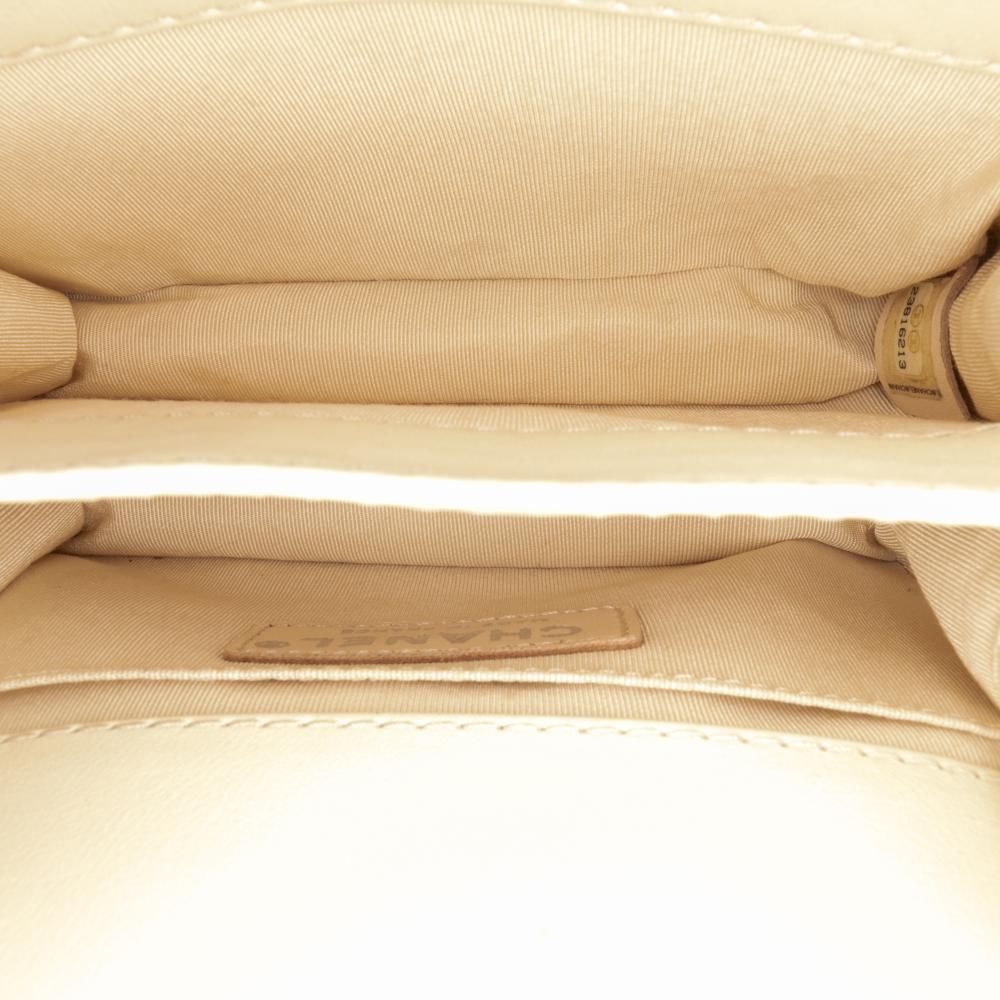 Chanel B Chanel White Ivory Calf Leather Small skin Braided Chic Flap France