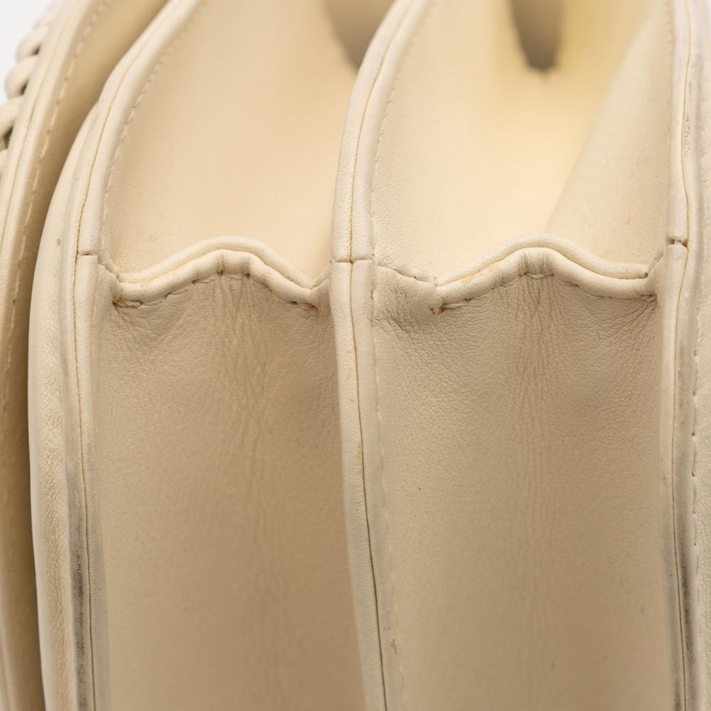 Chanel B Chanel White Ivory Calf Leather Small skin Braided Chic Flap France