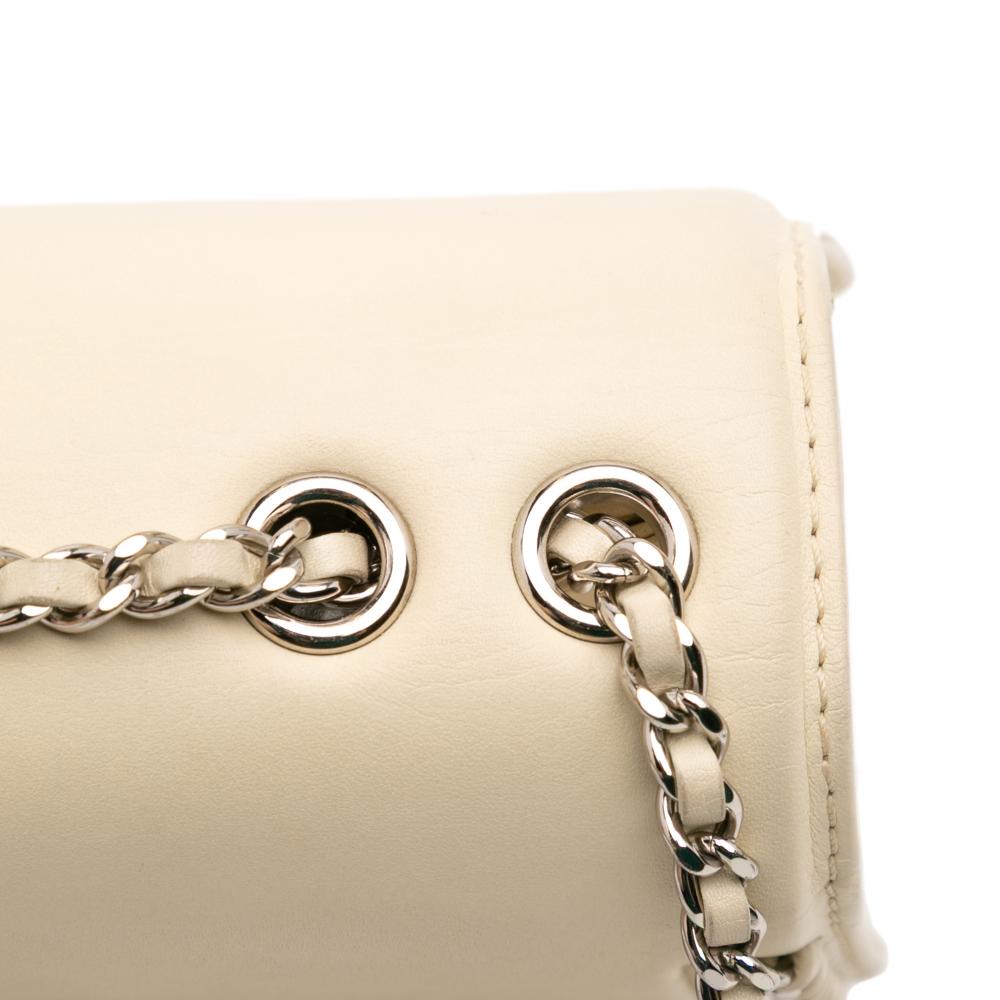Chanel B Chanel White Ivory Calf Leather Small skin Braided Chic Flap France