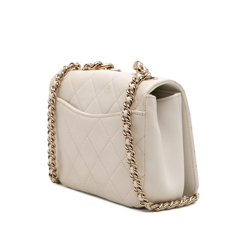 Chanel AB Chanel White Ivory Lambskin Leather Leather Quilted Lambskin Studded Beauty Begins Flap Italy