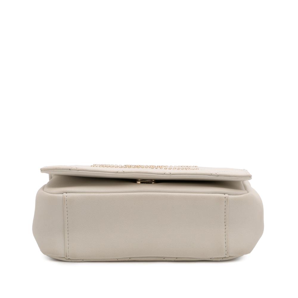 Chanel AB Chanel White Ivory Lambskin Leather Leather Quilted Lambskin Studded Beauty Begins Flap Italy