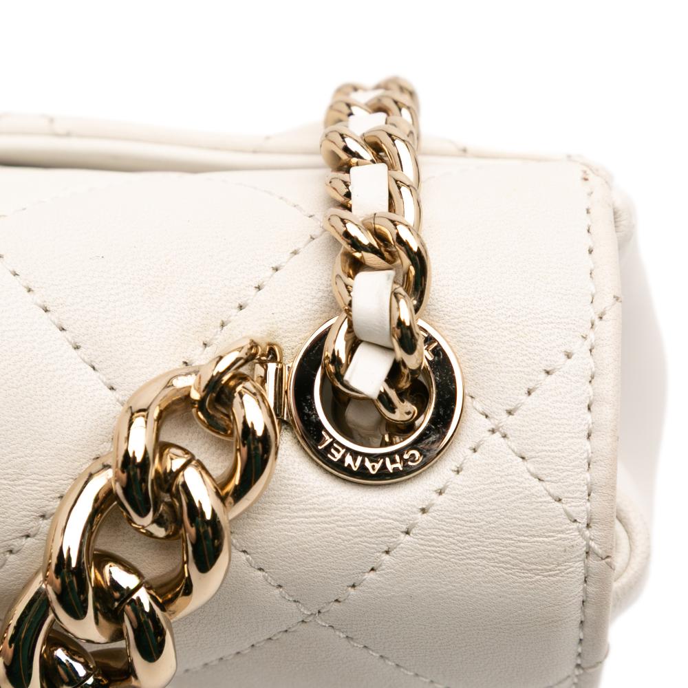 Chanel AB Chanel White Ivory Lambskin Leather Leather Quilted Lambskin Studded Beauty Begins Flap Italy
