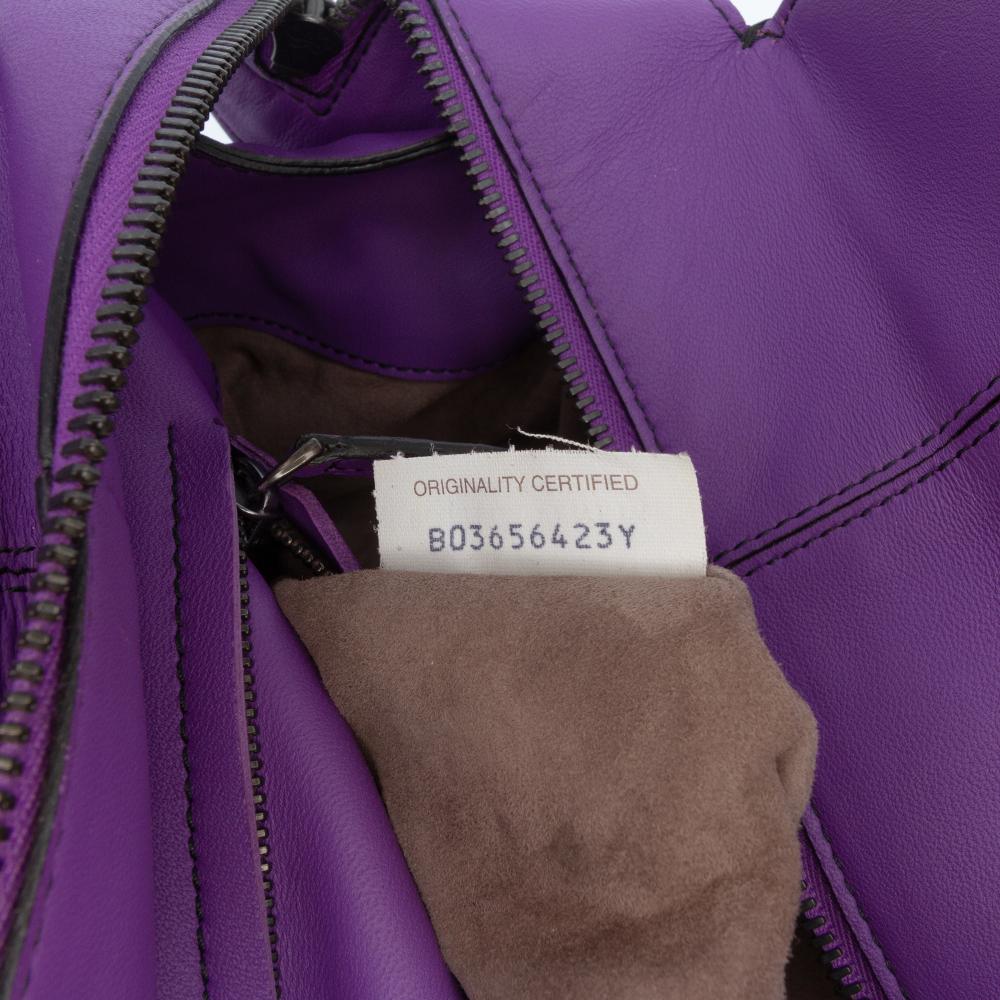 Bottega Veneta Purple Dark Purple Nappa Leather Leather Small Nappa Intrecciato Monaco Satchel Italy