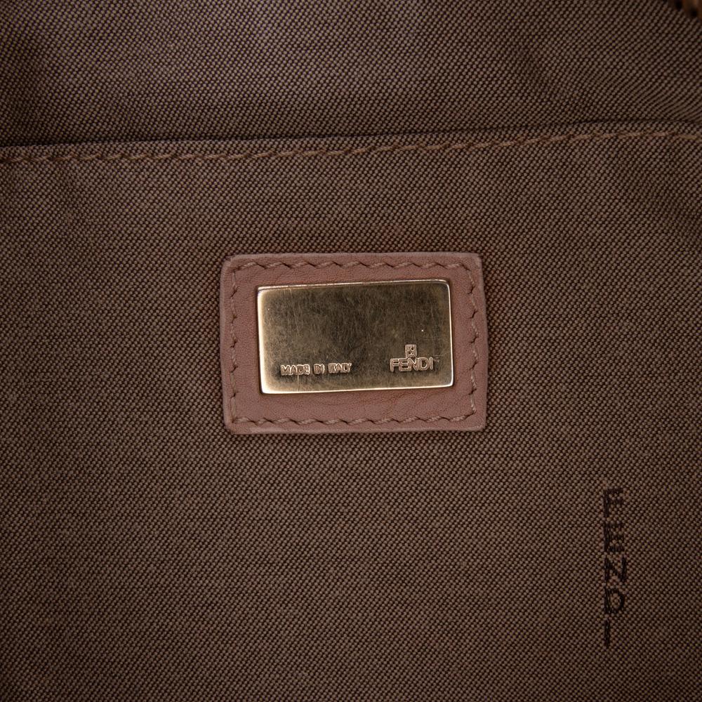 Fendi B Fendi Brown Nude with Pink Canvas Fabric Zucca Crossbody Italy