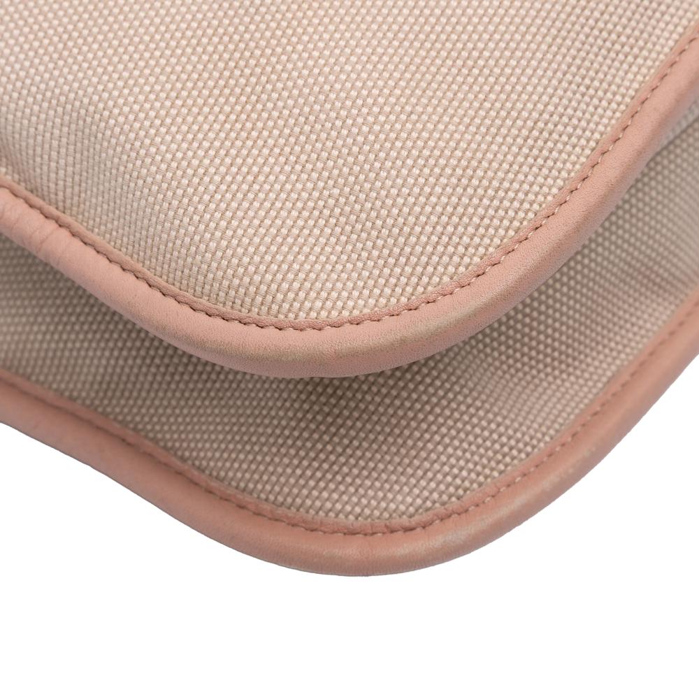 Fendi B Fendi Brown Nude with Pink Canvas Fabric Zucca Crossbody Italy