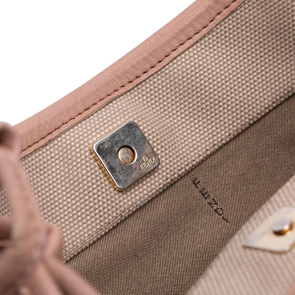 Fendi B Fendi Brown Nude with Pink Canvas Fabric Zucca Crossbody Italy
