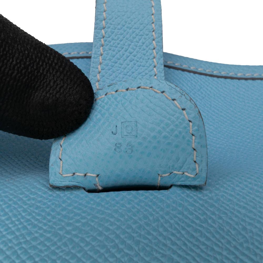 Hermès B Hermès Blue Light Blue Calf Leather Clemence Evelyne III 33 France
