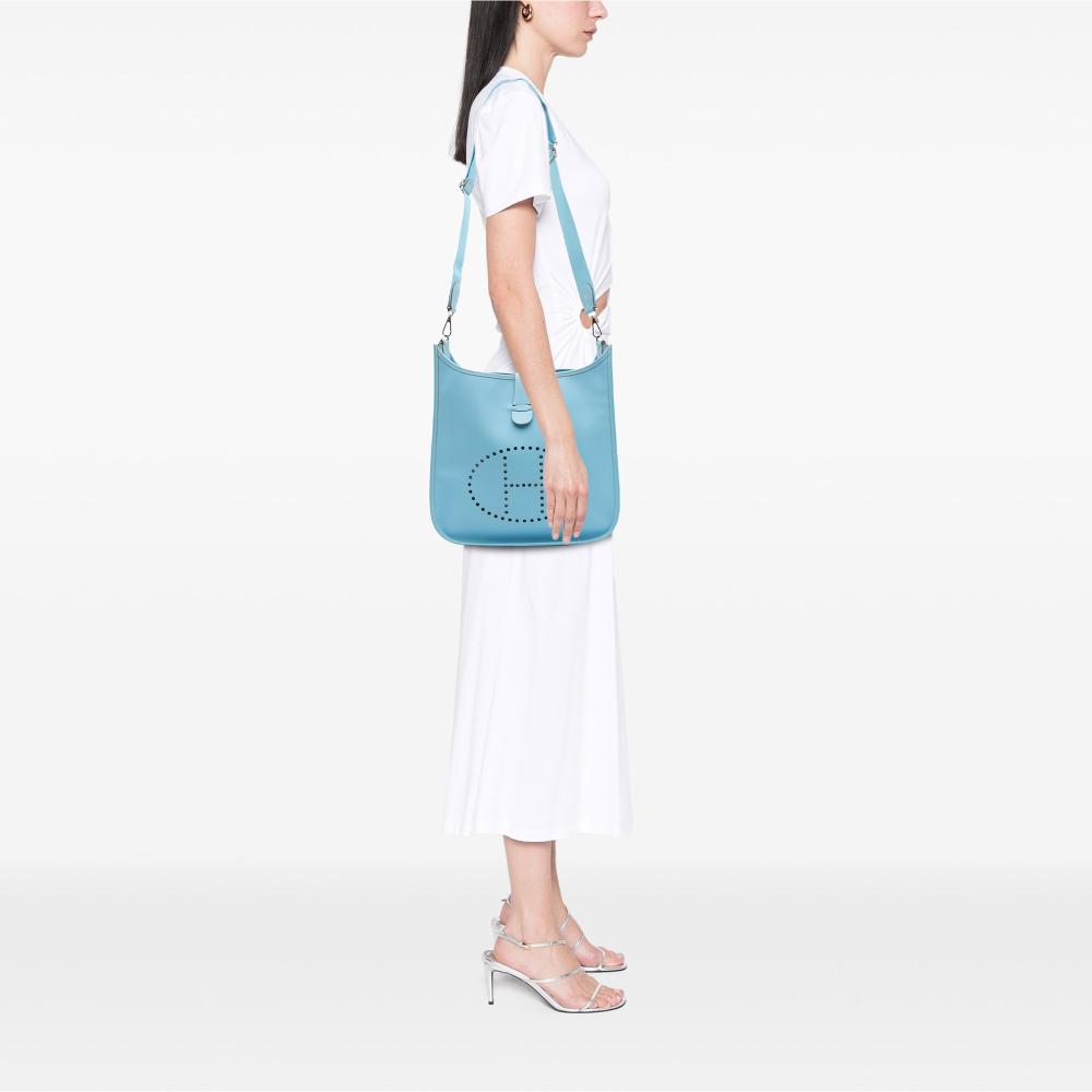 Hermès B Hermès Blue Light Blue Calf Leather Clemence Evelyne III 33 France