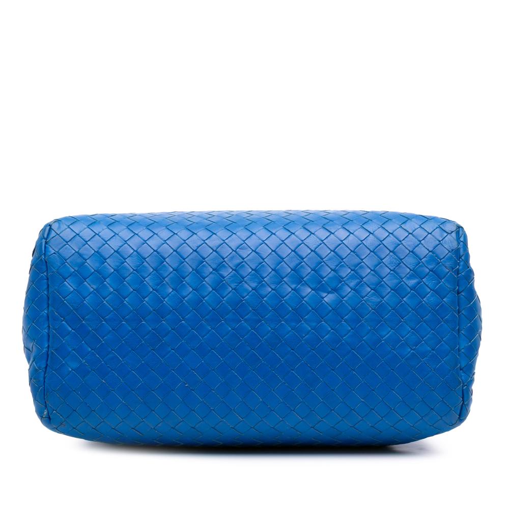 Bottega Veneta B Bottega Veneta Blue Nappa Leather Leather Small Nappa Intrecciato Roma Satchel Italy