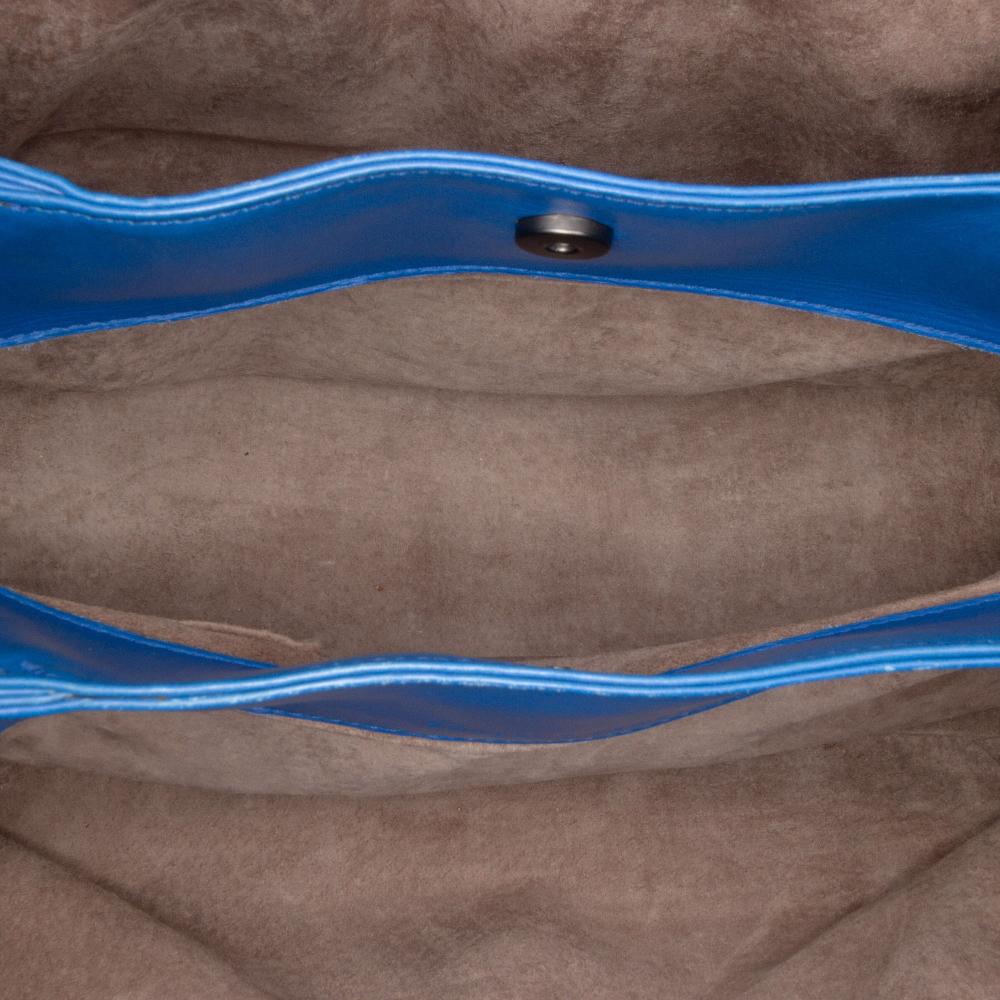 Bottega Veneta B Bottega Veneta Blue Nappa Leather Leather Small Nappa Intrecciato Roma Satchel Italy