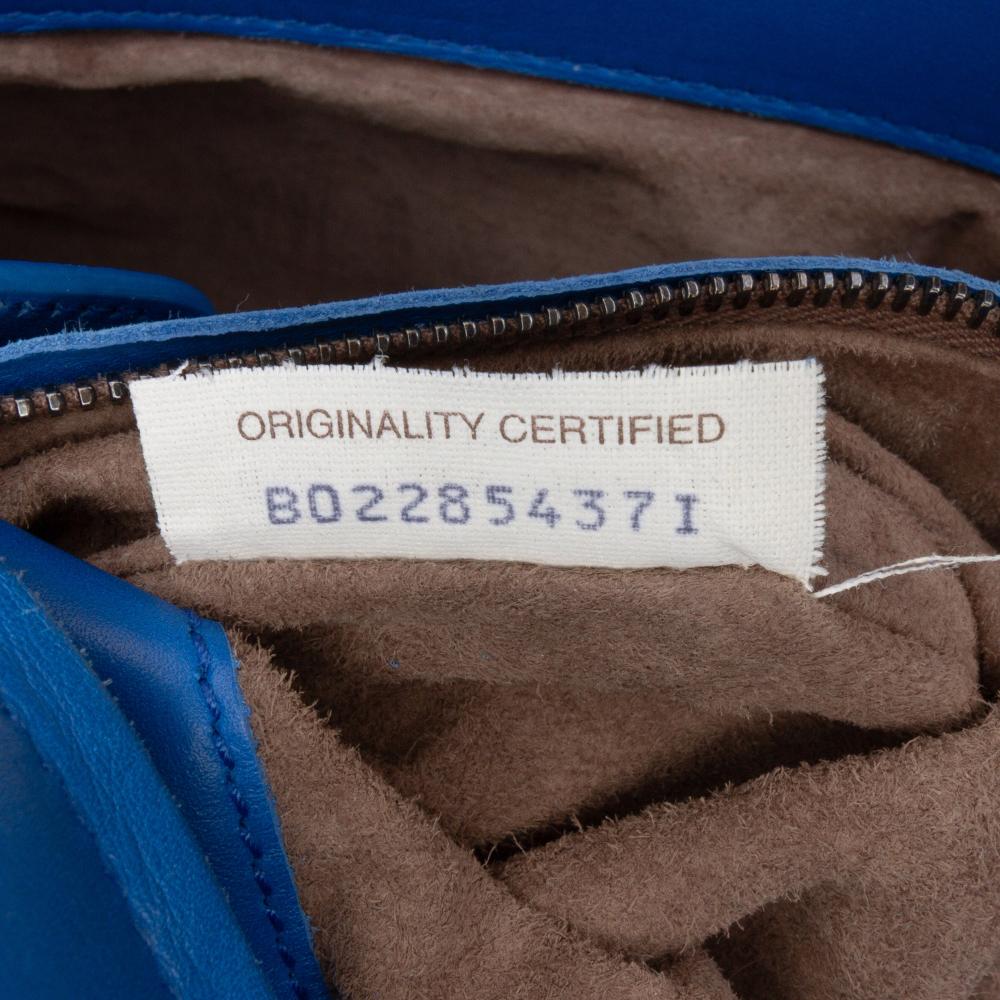 Bottega Veneta B Bottega Veneta Blue Nappa Leather Leather Small Nappa Intrecciato Roma Satchel Italy