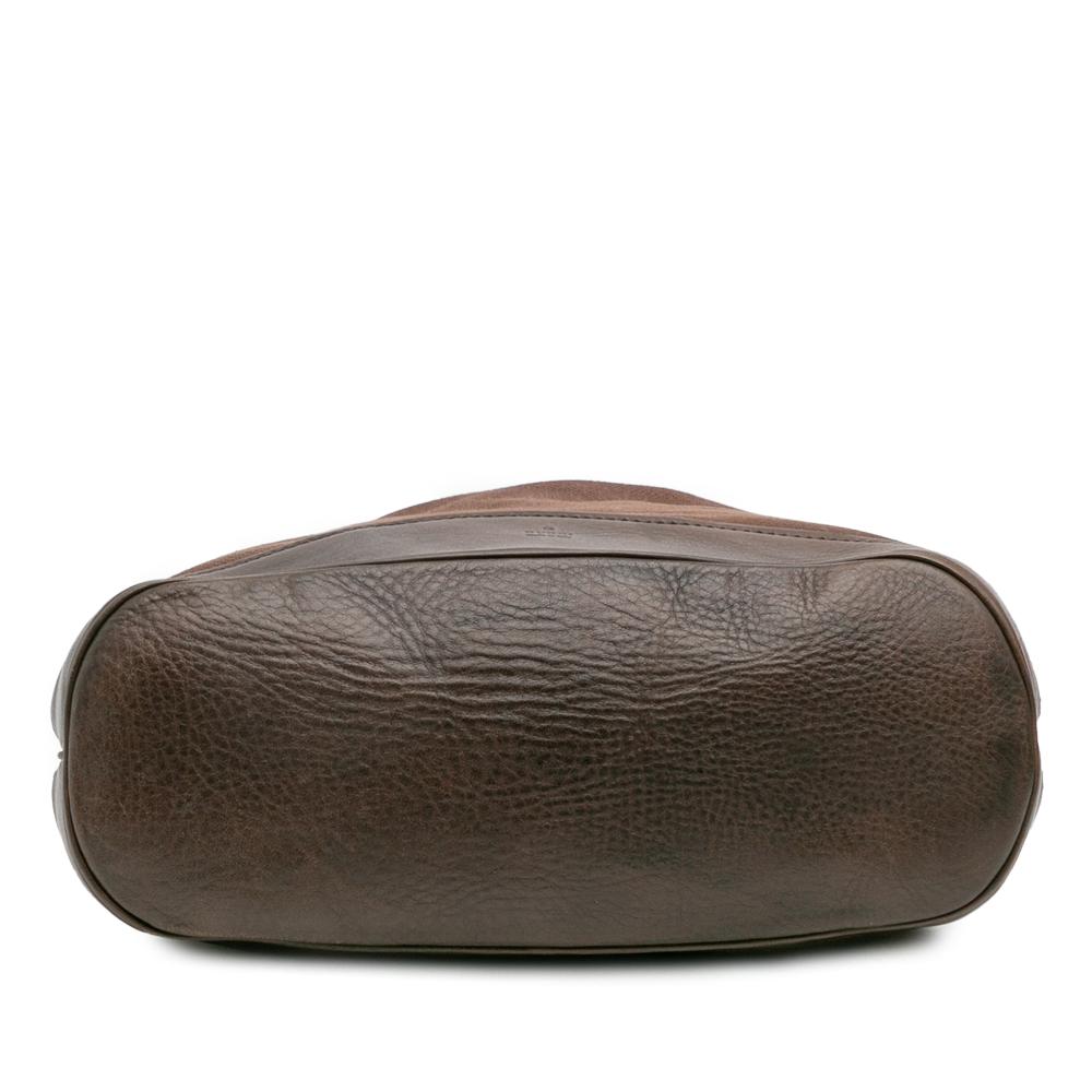 Gucci B Gucci Brown Dark Brown Canvas Fabric Ring Top Handle Bag Italy