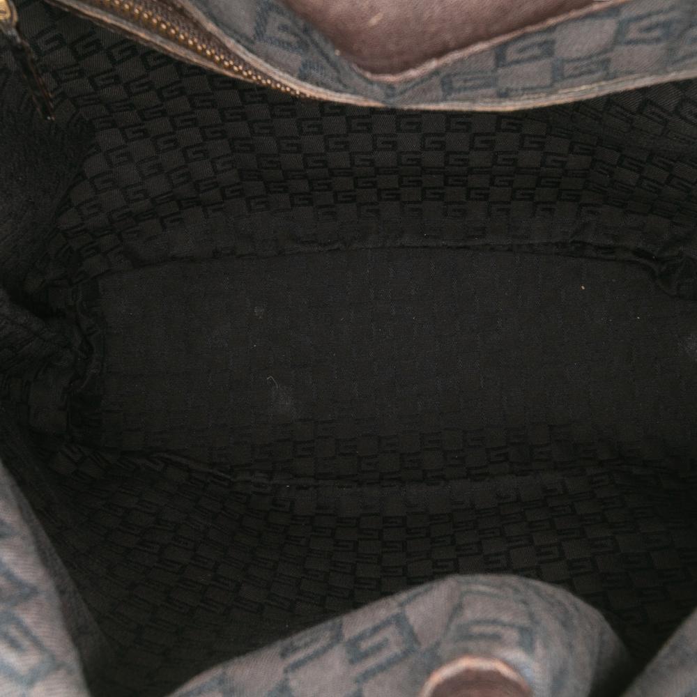 Gucci B Gucci Brown Dark Brown Canvas Fabric Ring Top Handle Bag Italy