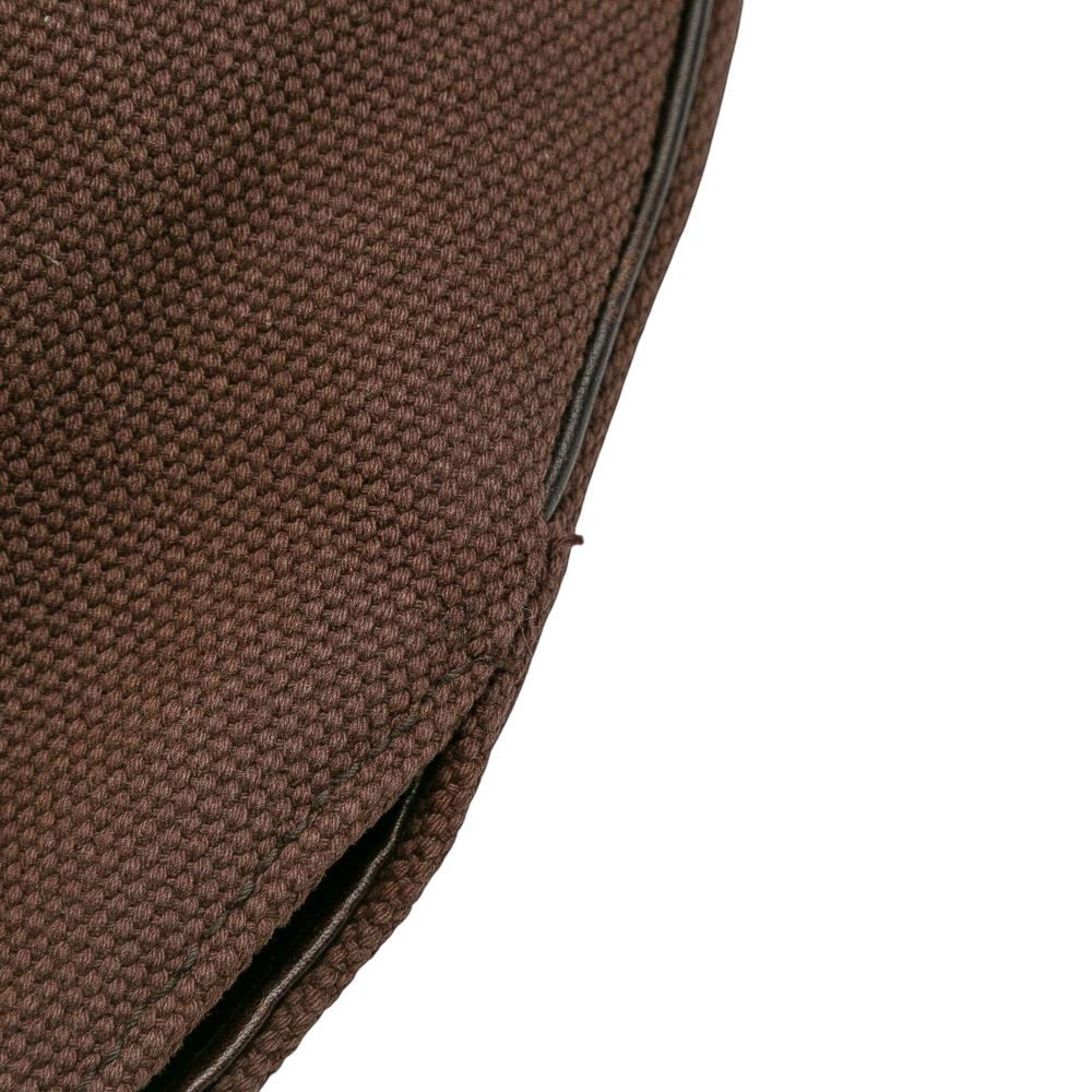 Gucci B Gucci Brown Dark Brown Canvas Fabric Ring Top Handle Bag Italy